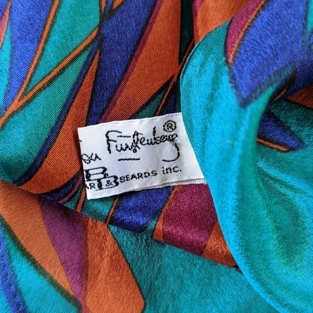 Vintage Diane Von Furstenberg Vintage Geometric Silk Scarf in Victorian Teal